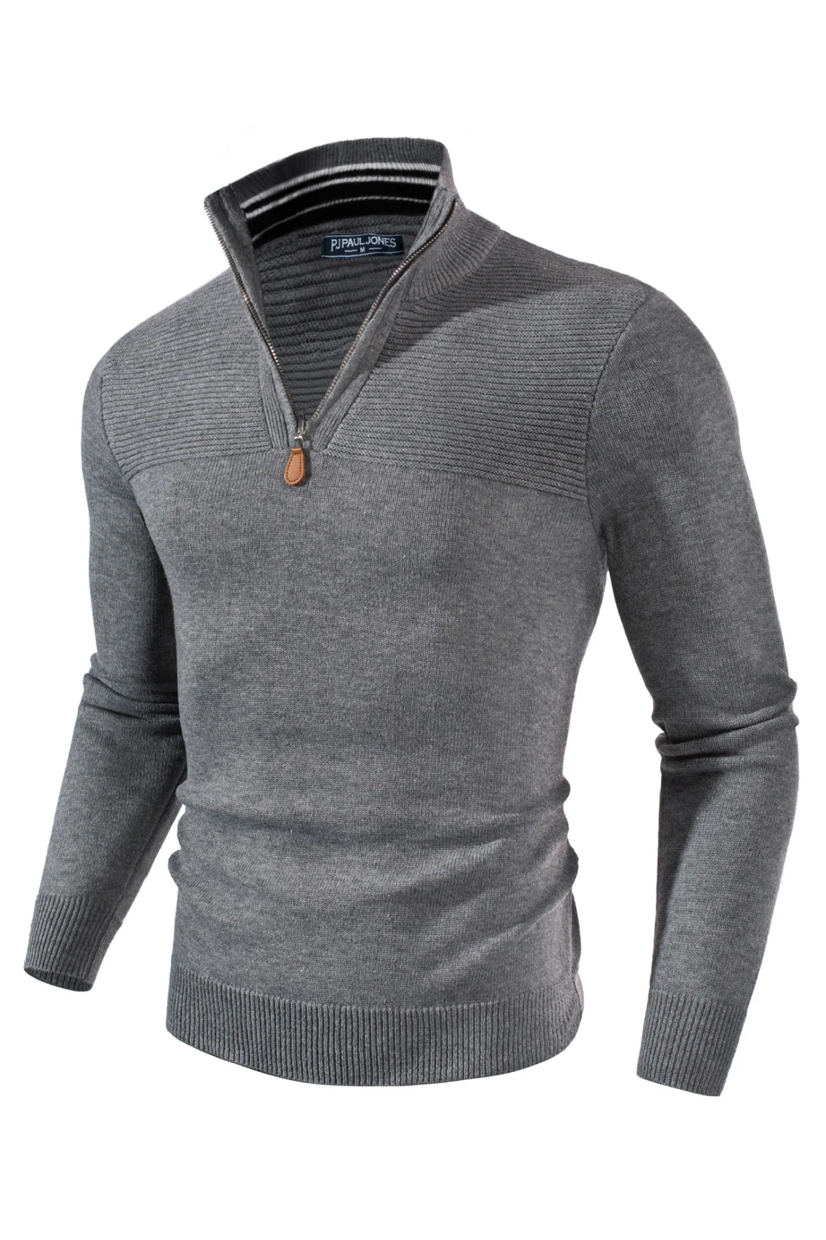 Men's Quarter Zip Sweater Slim Fit Casual Pullover Sweater Mock Neck Polo Sweaters - Image 34