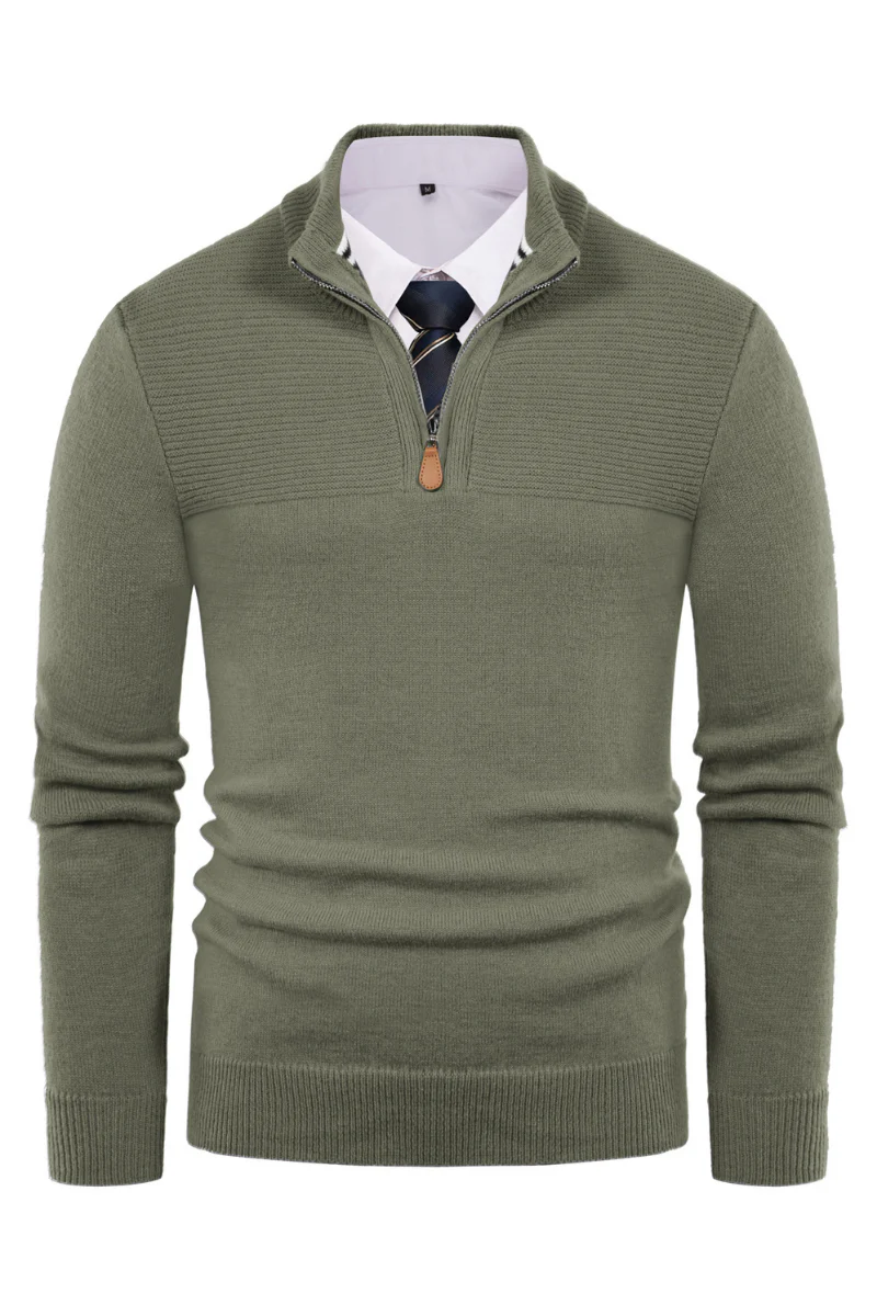 Men's Quarter Zip Sweater Slim Fit Casual Pullover Sweater Mock Neck Polo Sweaters - Image 39