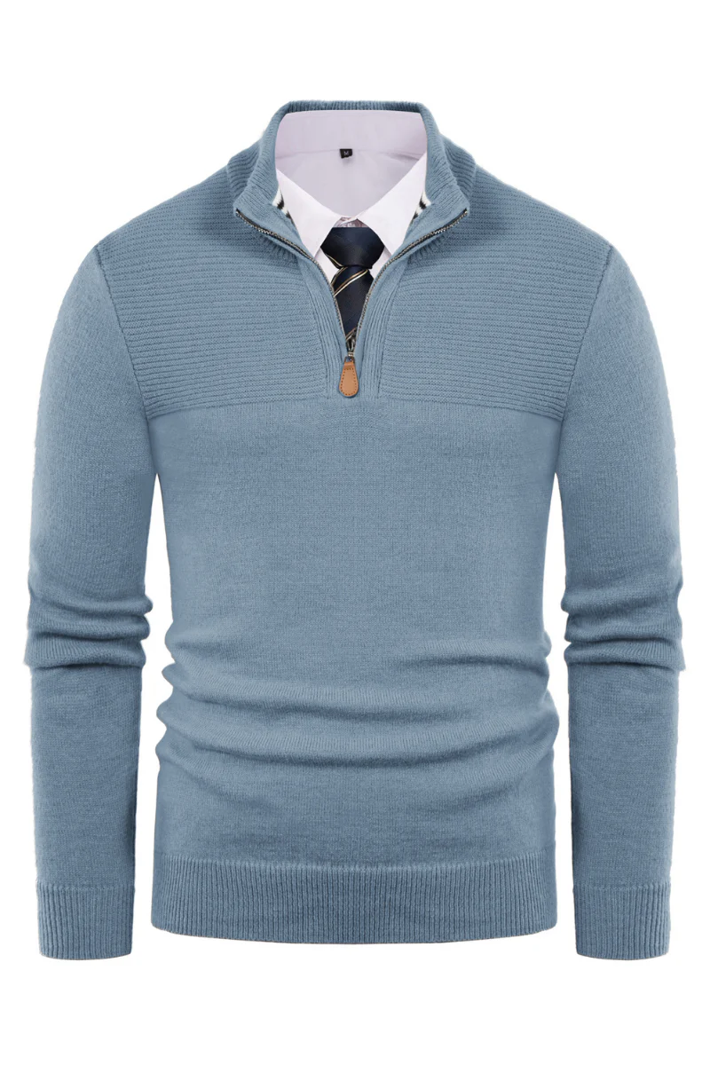 Men's Quarter Zip Sweater Slim Fit Casual Pullover Sweater Mock Neck Polo Sweaters - Image 45