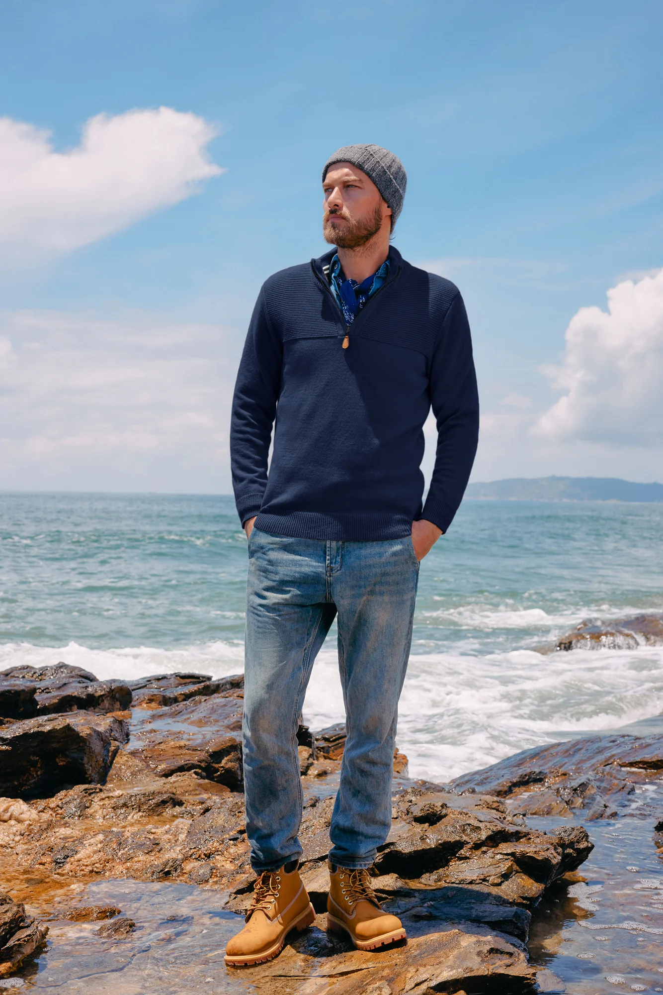 Men's Quarter Zip Sweater Slim Fit Casual Pullover Sweater Mock Neck Polo Sweaters - Image 5