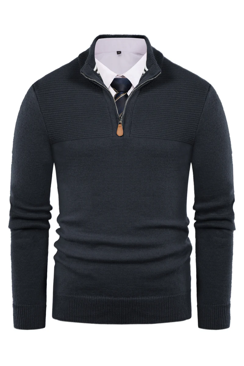 Men's Quarter Zip Sweater Slim Fit Casual Pullover Sweater Mock Neck Polo Sweaters - Image 51
