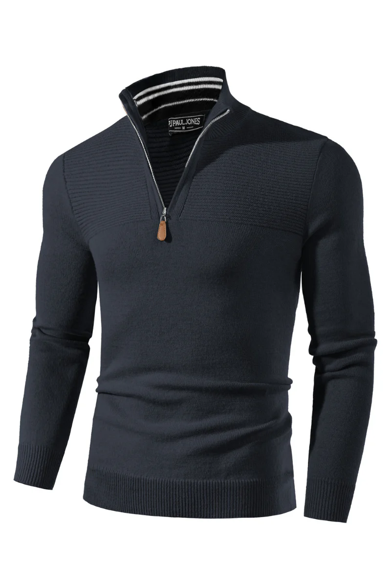 Men's Quarter Zip Sweater Slim Fit Casual Pullover Sweater Mock Neck Polo Sweaters - Image 52