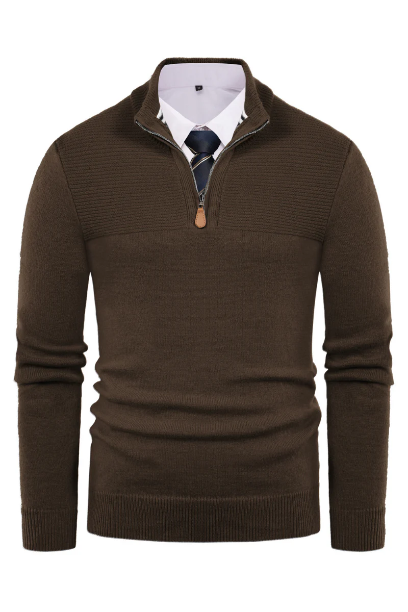 Men's Quarter Zip Sweater Slim Fit Casual Pullover Sweater Mock Neck Polo Sweaters - Image 57