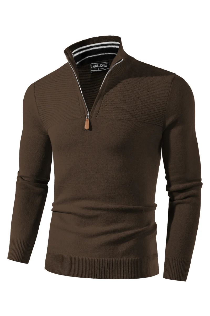 Men's Quarter Zip Sweater Slim Fit Casual Pullover Sweater Mock Neck Polo Sweaters - Image 58