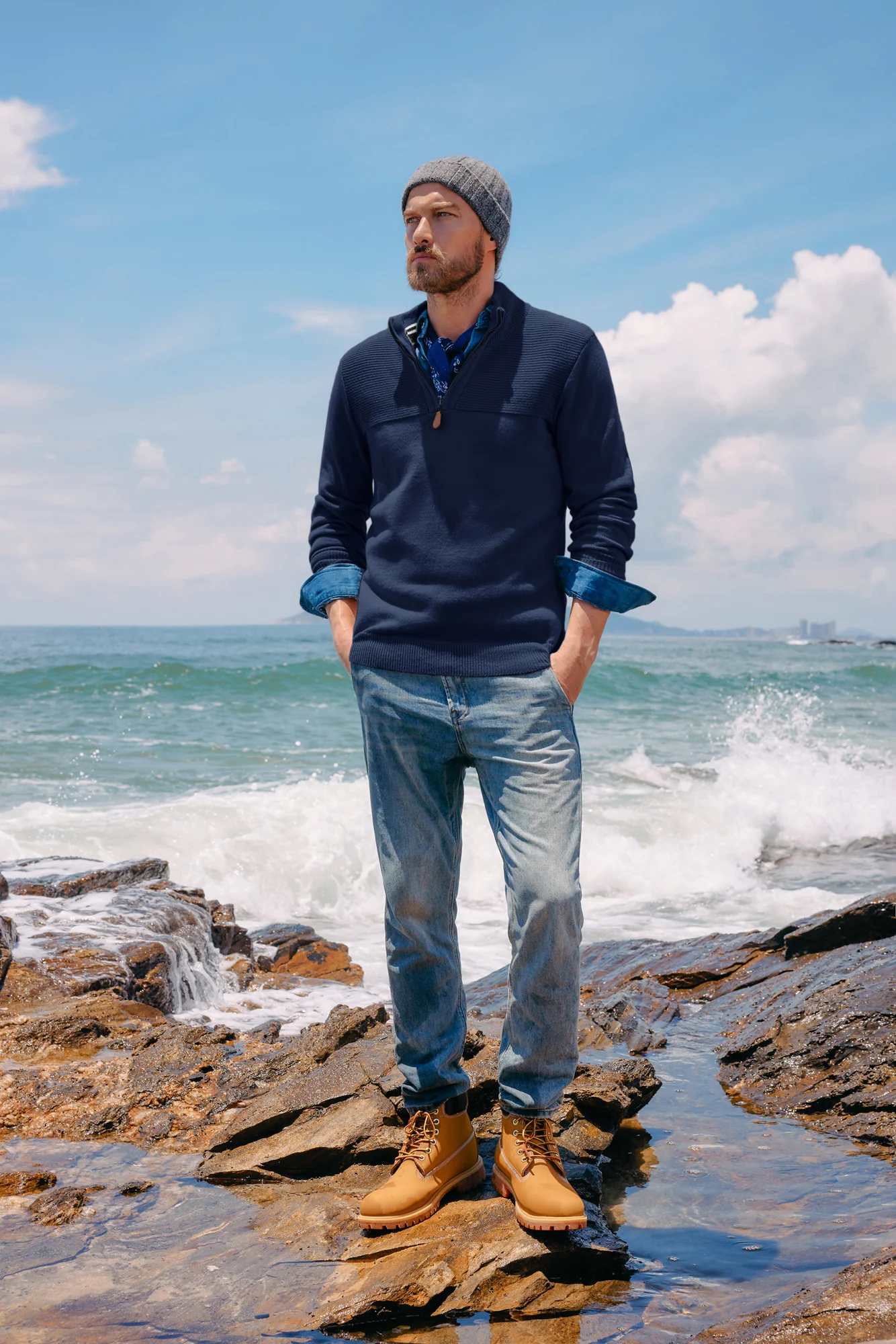 Men's Quarter Zip Sweater Slim Fit Casual Pullover Sweater Mock Neck Polo Sweaters - Image 6