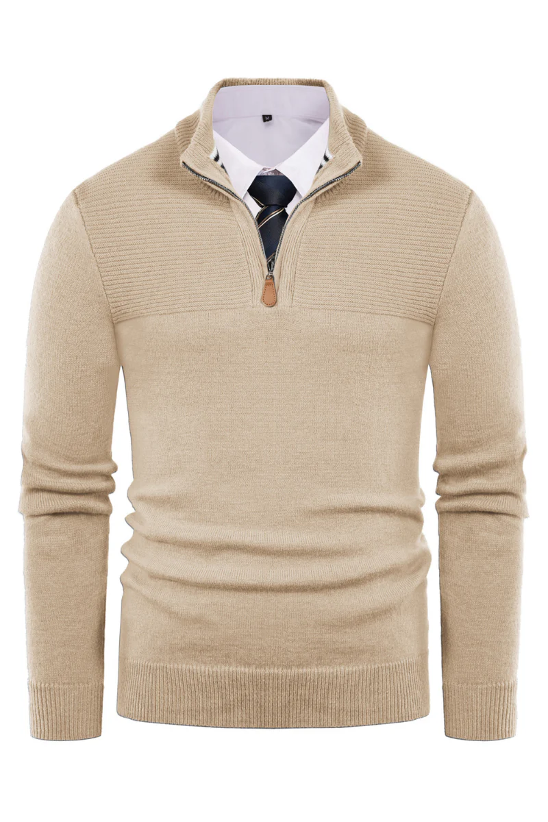 Men's Quarter Zip Sweater Slim Fit Casual Pullover Sweater Mock Neck Polo Sweaters - Image 63