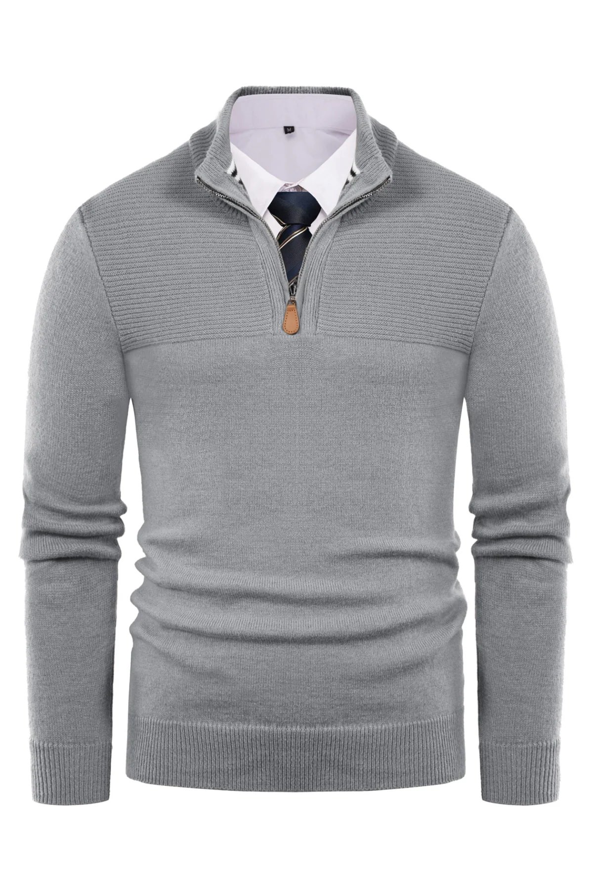 Men's Quarter Zip Sweater Slim Fit Casual Pullover Sweater Mock Neck Polo Sweaters - Image 8