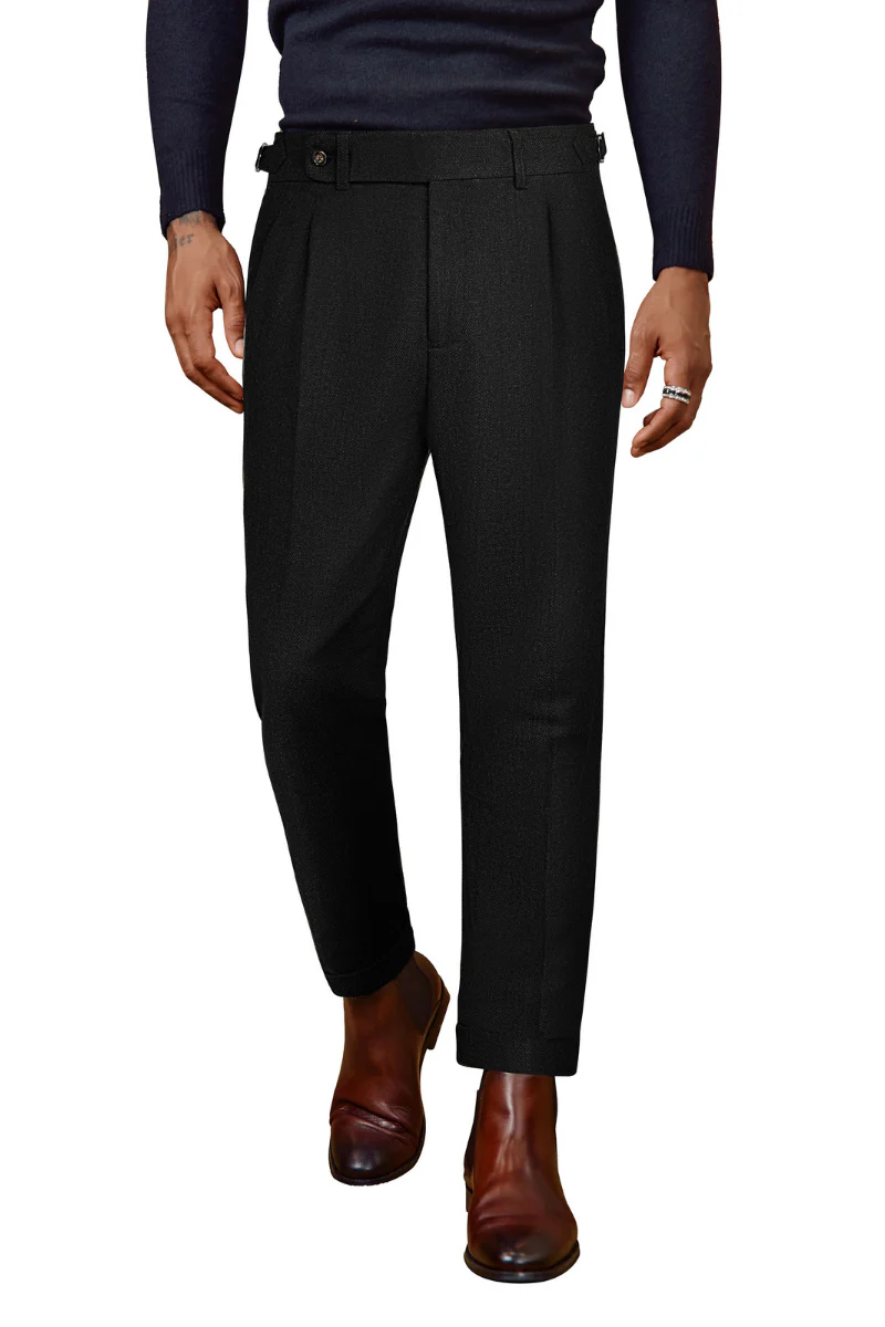 Men Stylish Capri Pants Fold-up Leg Opening Cropped Length Trousers - Image 41
