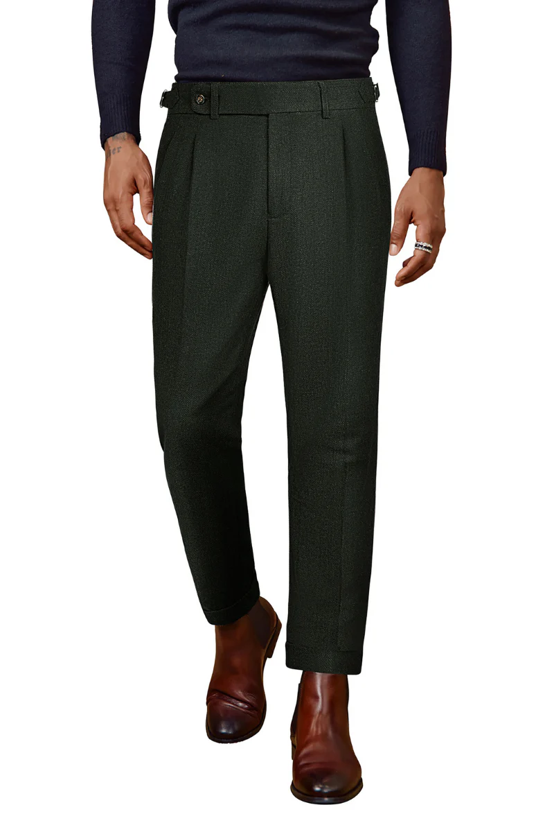 Men Stylish Capri Pants Fold-up Leg Opening Cropped Length Trousers - Image 44