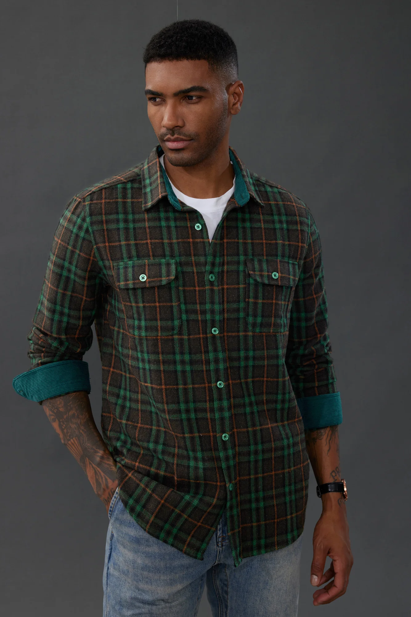 Mens Flannel Shirts Casual Button Down Long Sleeve Plaid Cardigans Shirt Jacket with Pockets - Image 10