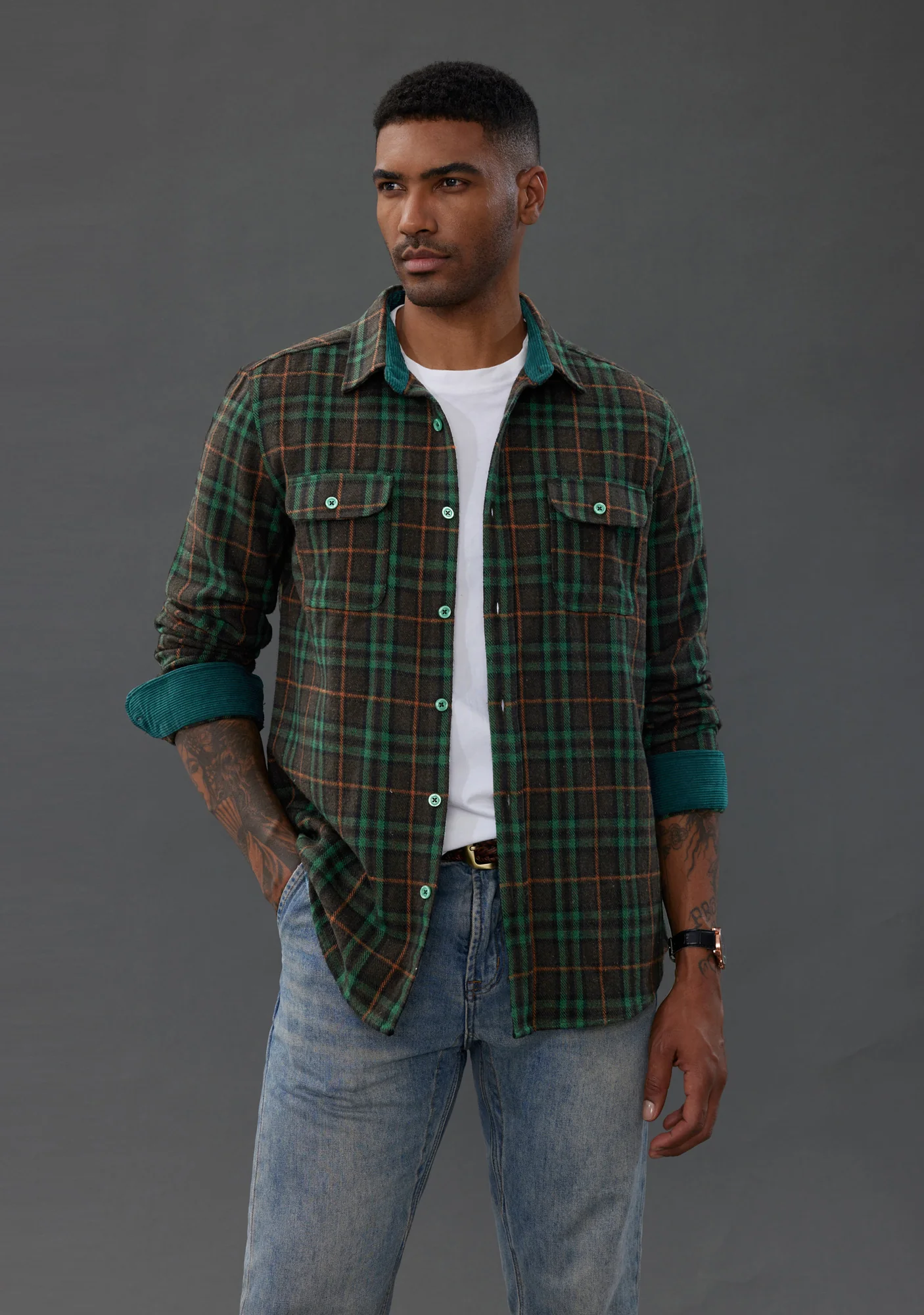 Mens Flannel Shirts Casual Button Down Long Sleeve Plaid Cardigans Shirt Jacket with Pockets - Image 11