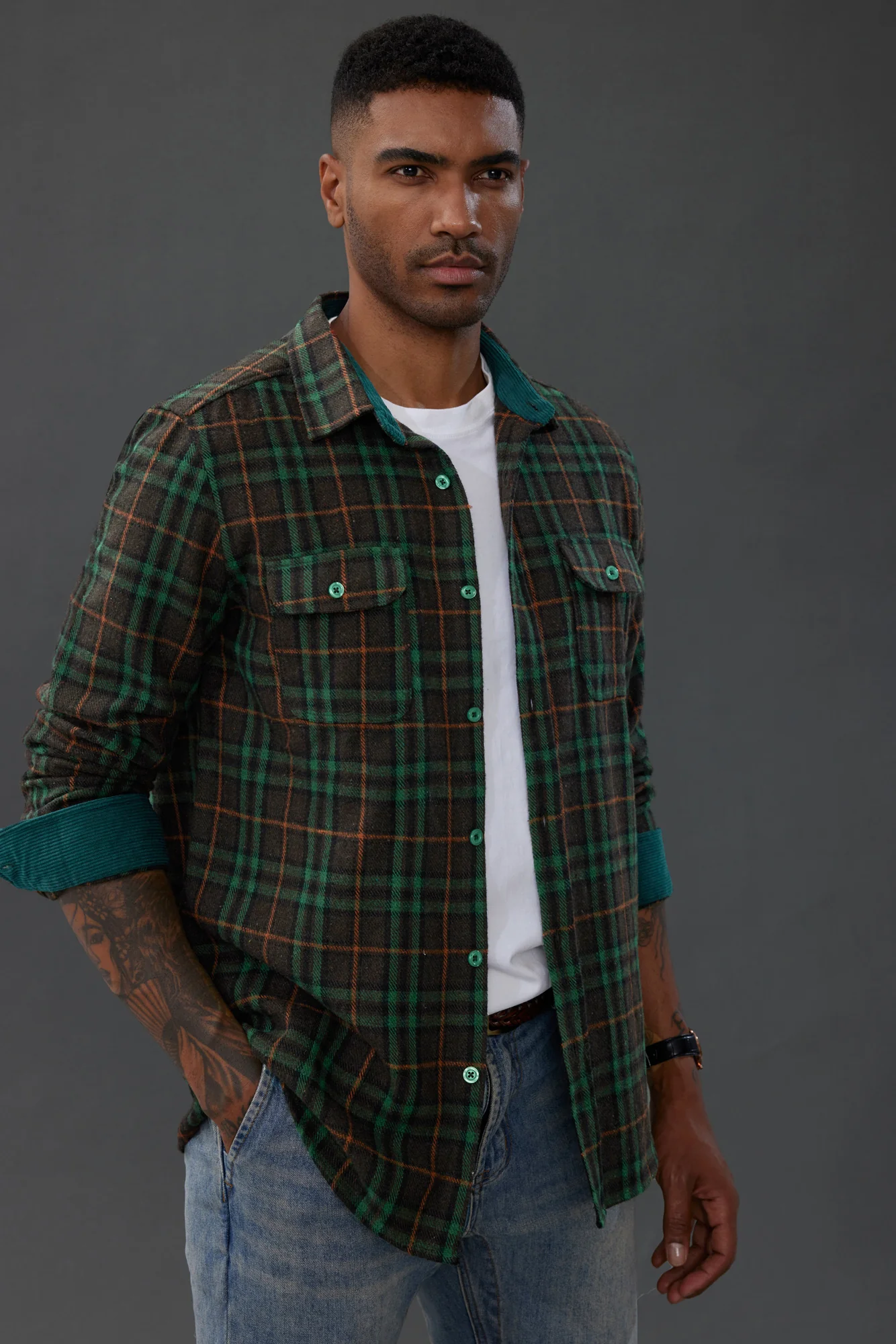 Mens Flannel Shirts Casual Button Down Long Sleeve Plaid Cardigans Shirt Jacket with Pockets - Image 9