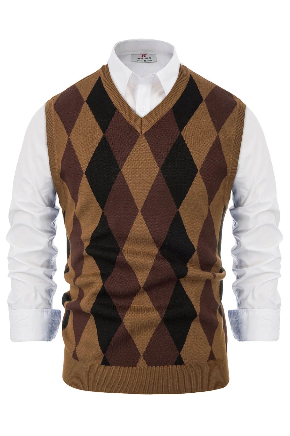Men Stylish Sleeveless V-Neck Contrast Color Pullover Knitting Vest Knitwear - Image 16
