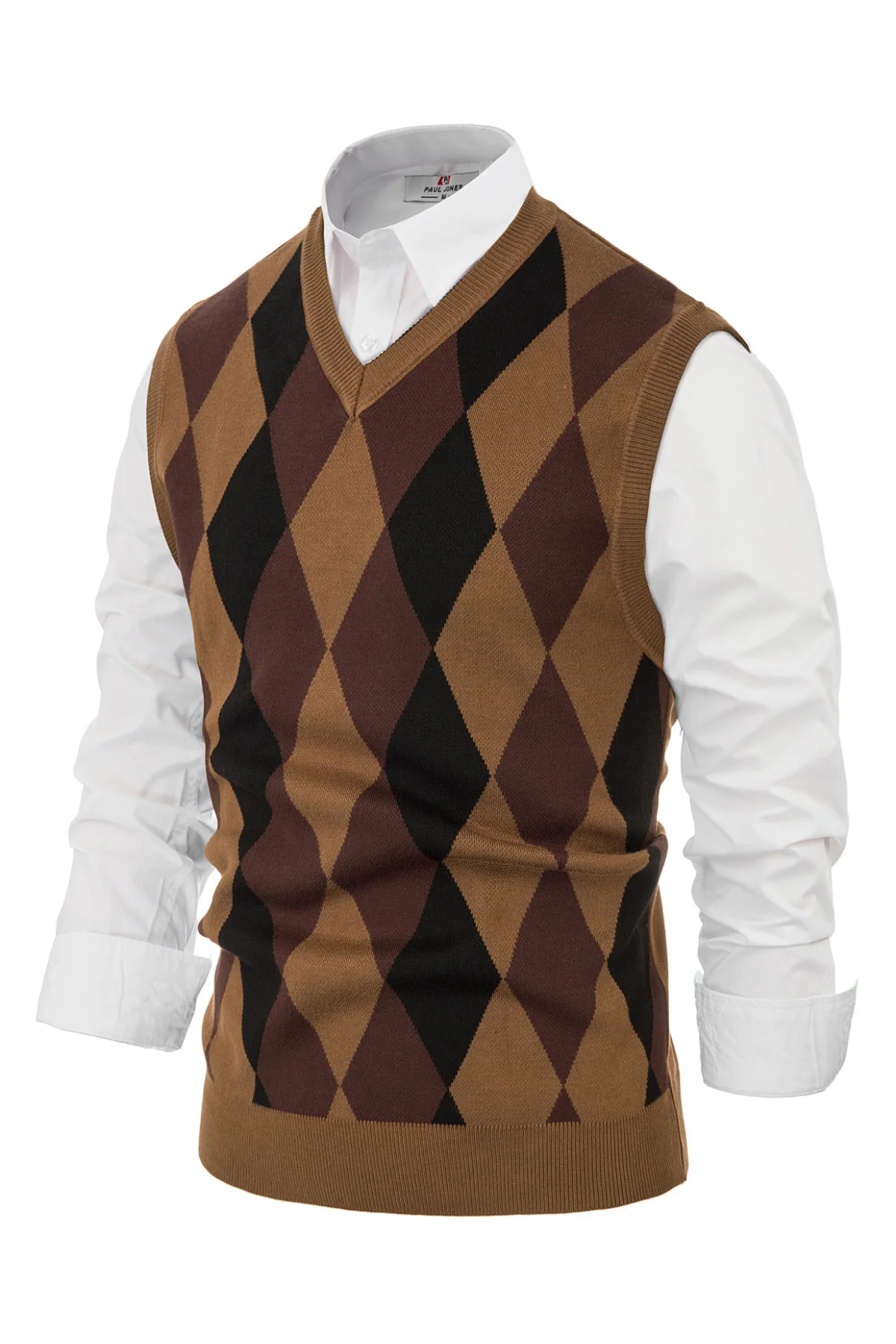 Men Stylish Sleeveless V-Neck Contrast Color Pullover Knitting Vest Knitwear - Image 17