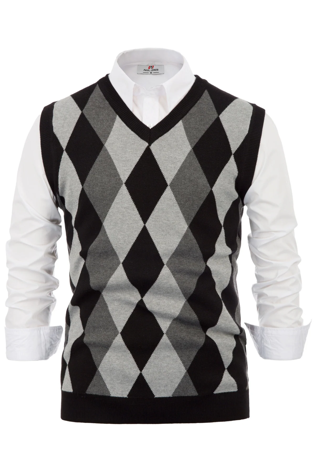 Men Stylish Sleeveless V-Neck Contrast Color Pullover Knitting Vest Knitwear - Image 3