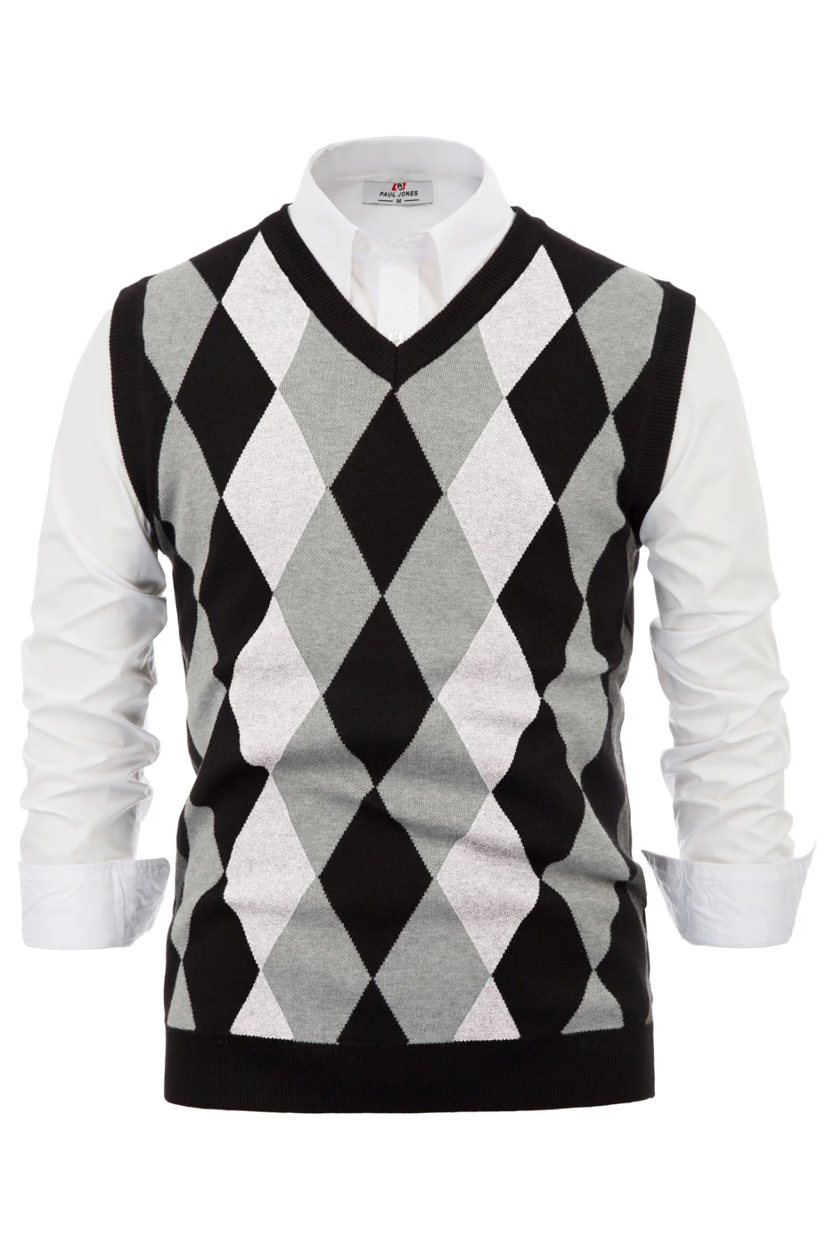 Men Stylish Sleeveless V-Neck Contrast Color Pullover Knitting Vest Knitwear - Image 7