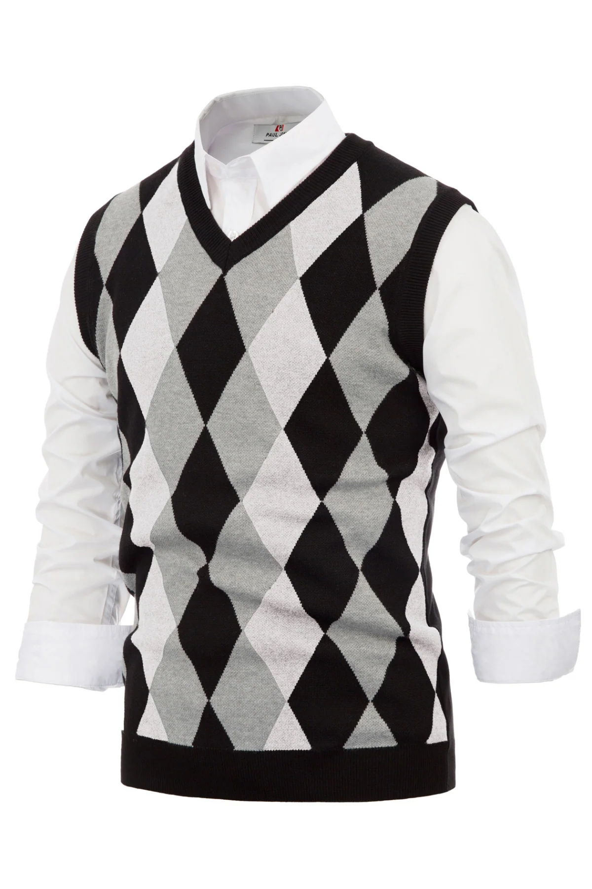 Men Stylish Sleeveless V-Neck Contrast Color Pullover Knitting Vest Knitwear - Image 8