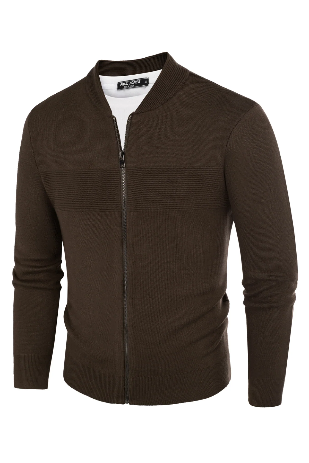 Men's Full Zip Up Sweater Casual Stand Collar Cardigan Lightweight Knit Jacket - Image 13