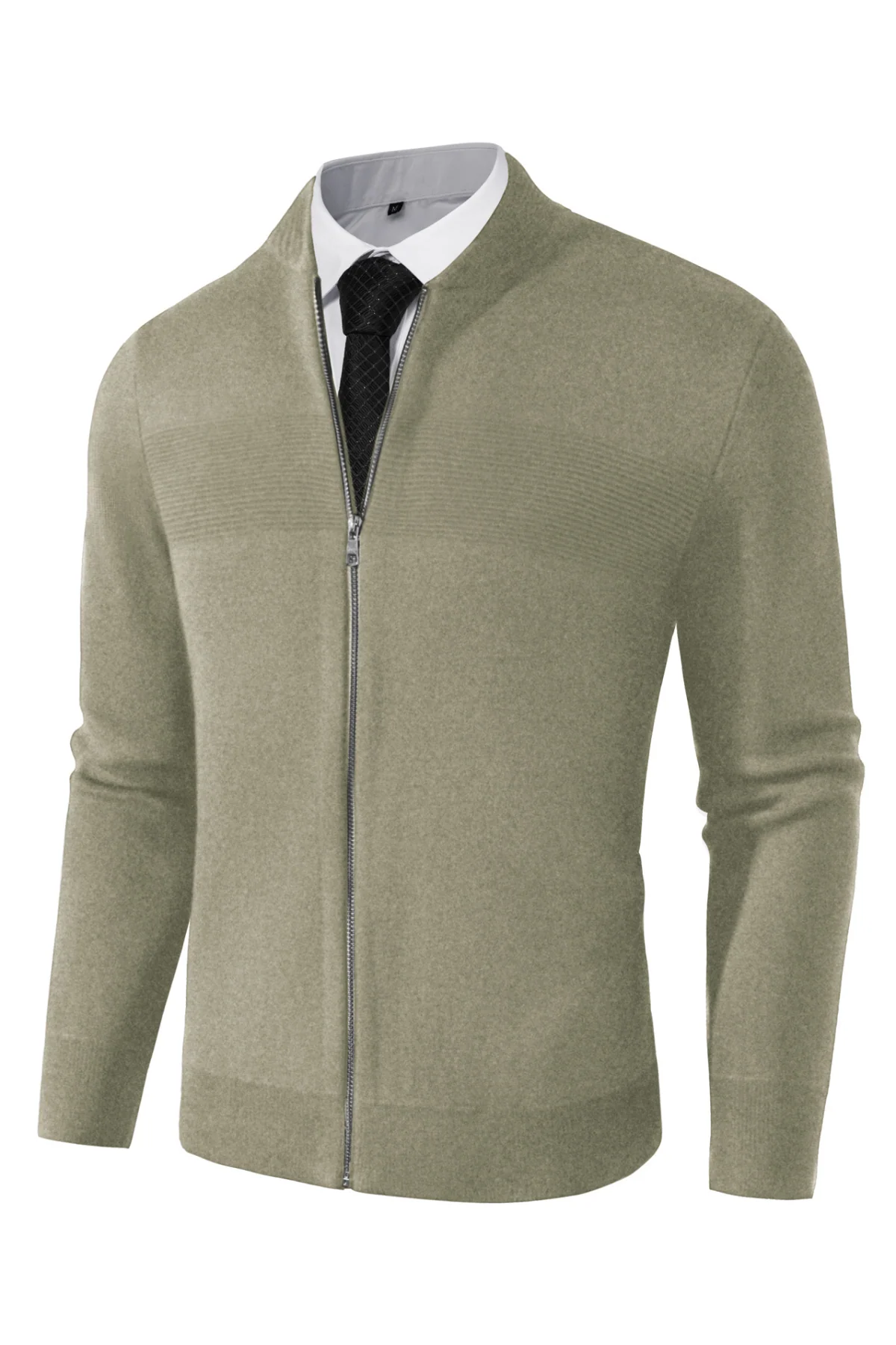 Men's Full Zip Up Sweater Casual Stand Collar Cardigan Lightweight Knit Jacket - Image 18