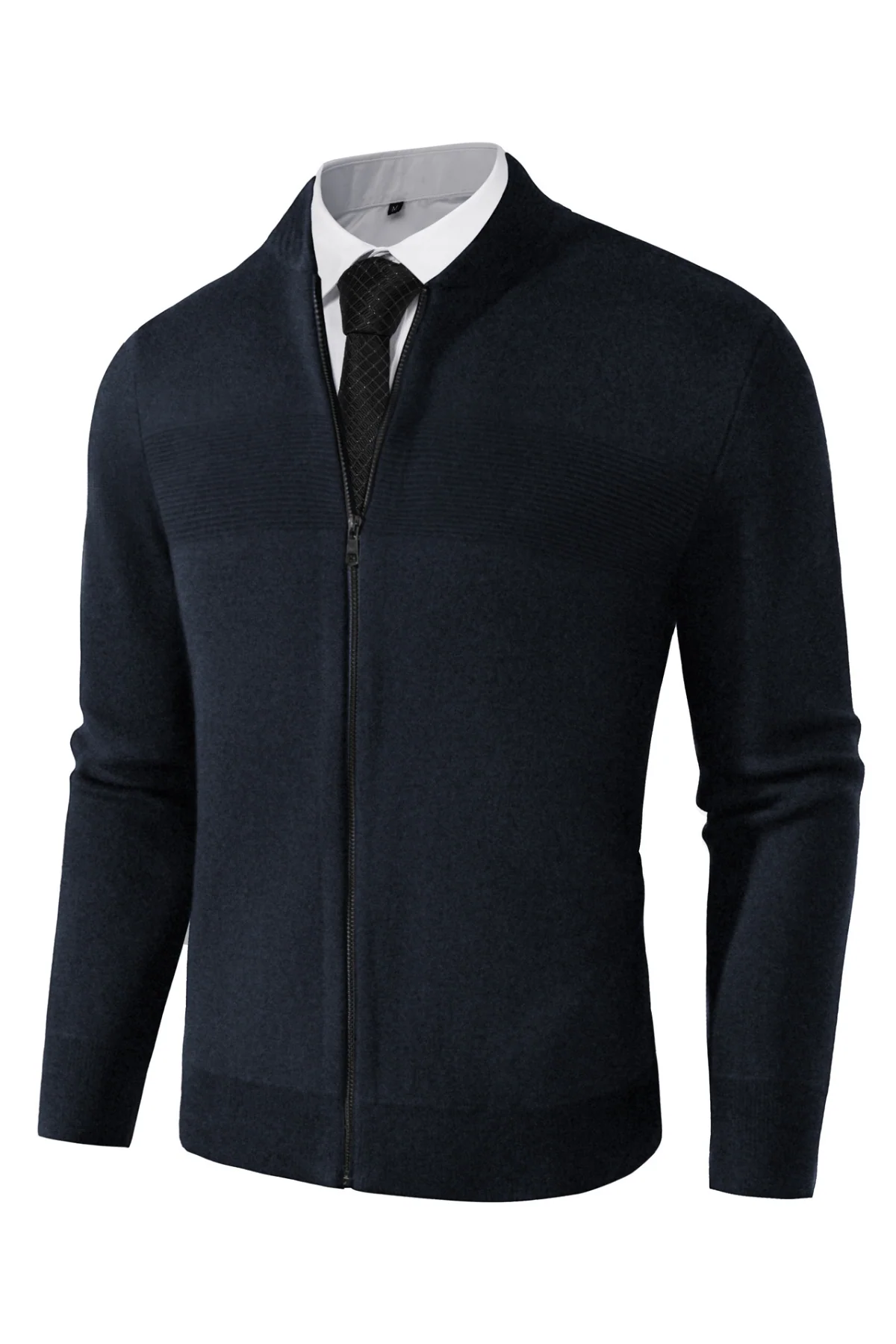 Men's Full Zip Up Sweater Casual Stand Collar Cardigan Lightweight Knit Jacket - Image 23