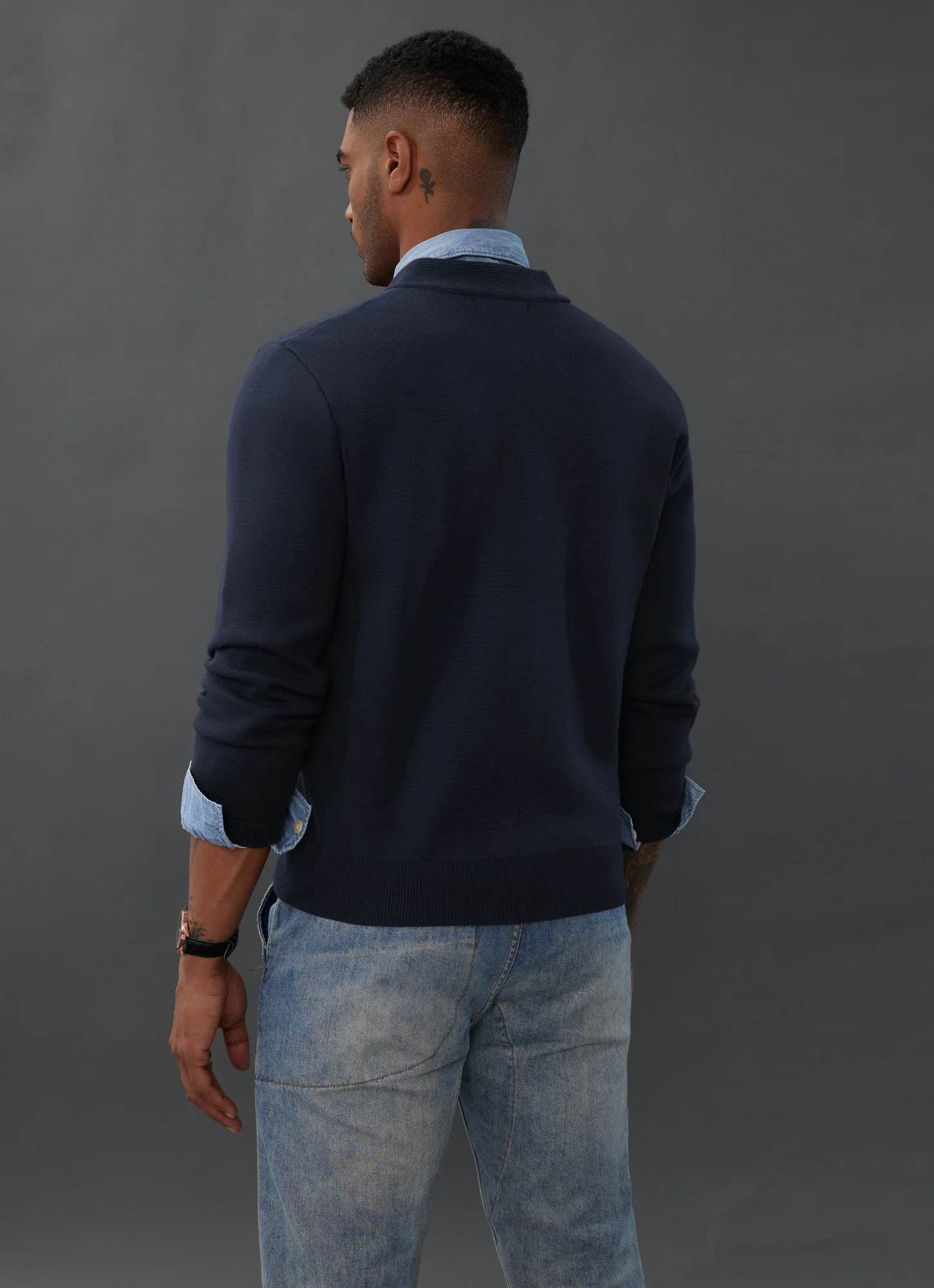 Men's Full Zip Up Sweater Casual Stand Collar Cardigan Lightweight Knit Jacket - Image 26