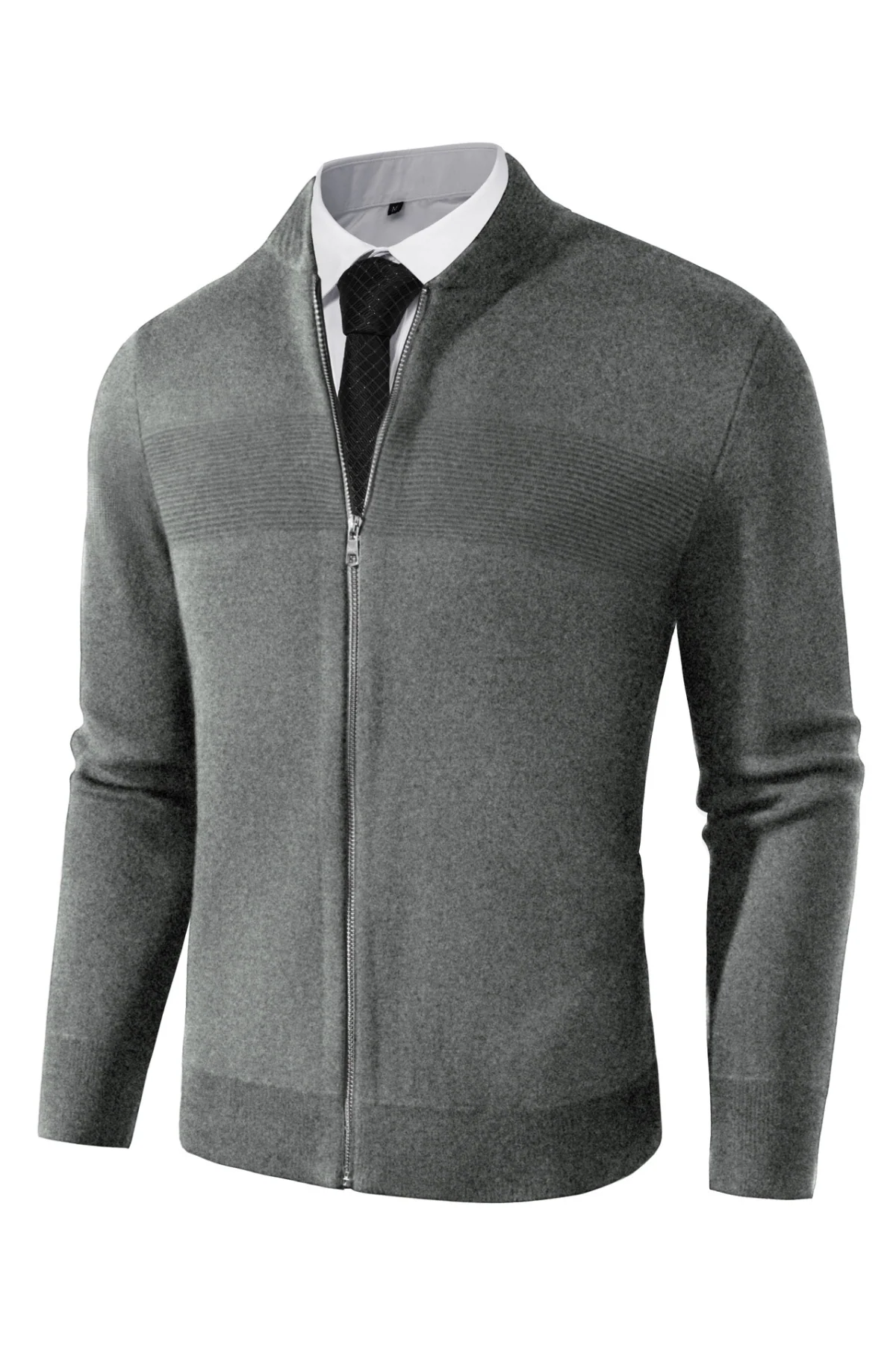 Men's Full Zip Up Sweater Casual Stand Collar Cardigan Lightweight Knit Jacket - Image 29