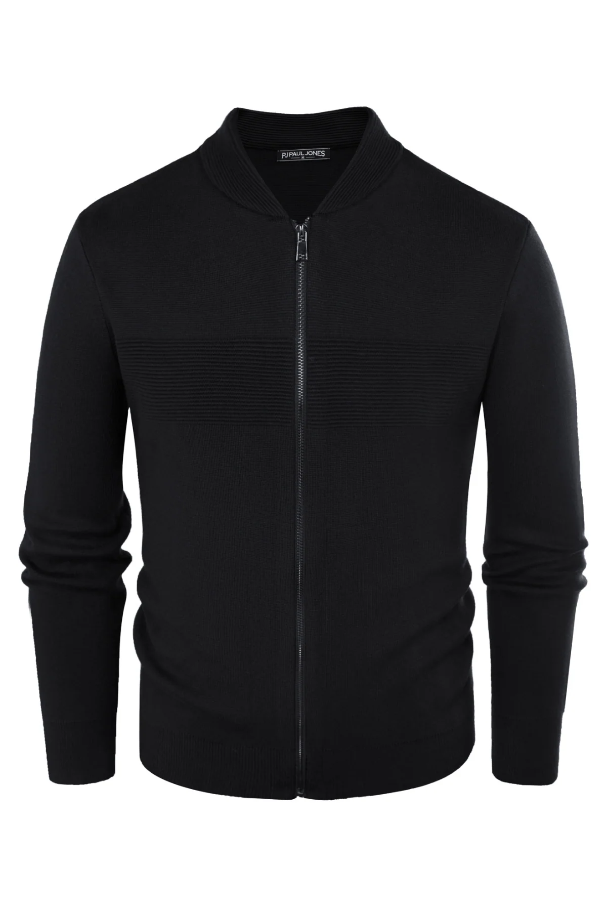 Men's Full Zip Up Sweater Casual Stand Collar Cardigan Lightweight Knit Jacket - Image 3