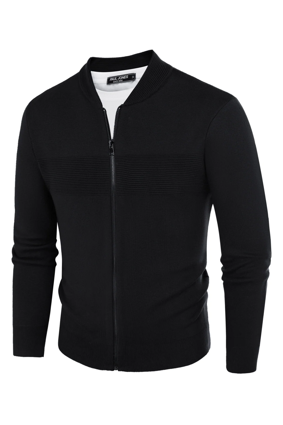 Men's Full Zip Up Sweater Casual Stand Collar Cardigan Lightweight Knit Jacket - Image 4