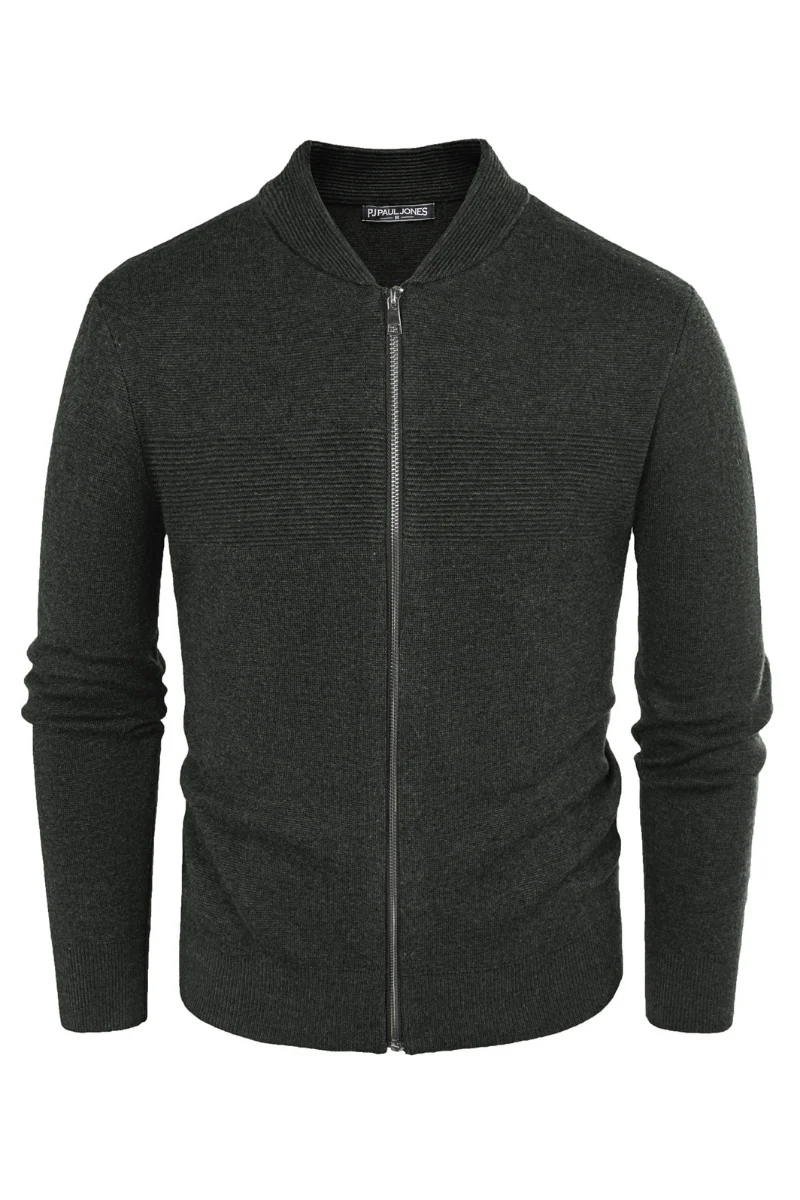 Men's Full Zip Up Sweater Casual Stand Collar Cardigan Lightweight Knit Jacket - Image 41