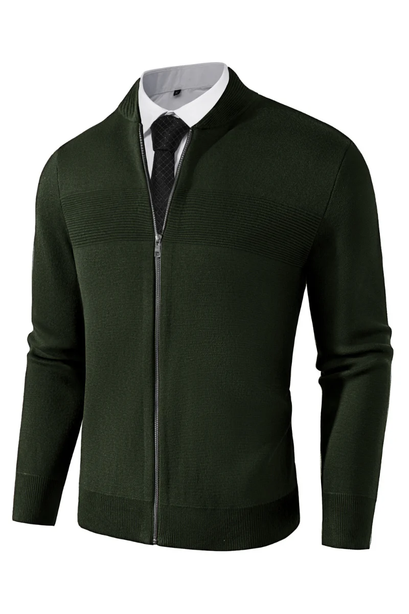 Men's Full Zip Up Sweater Casual Stand Collar Cardigan Lightweight Knit Jacket - Image 42