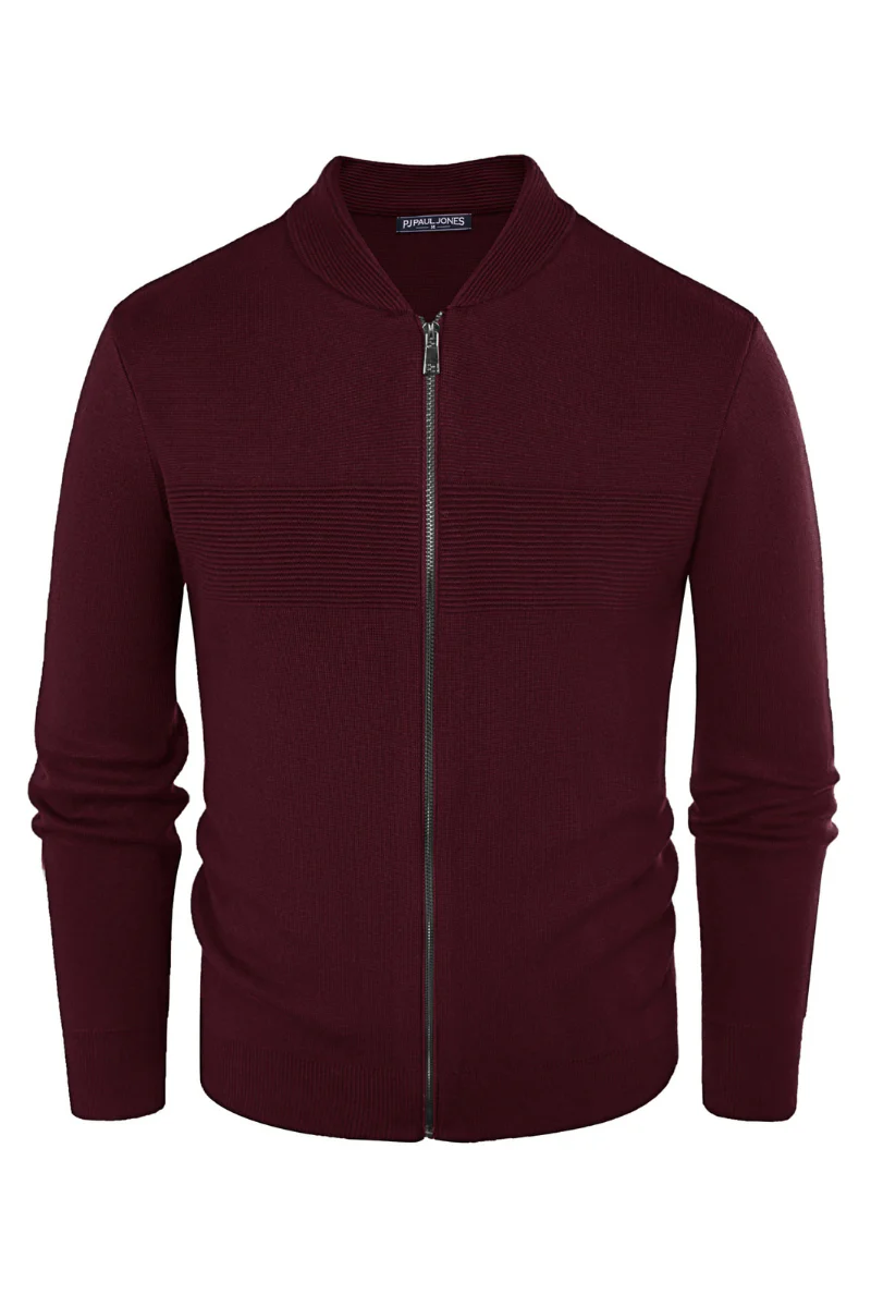 Men's Full Zip Up Sweater Casual Stand Collar Cardigan Lightweight Knit Jacket - Image 46