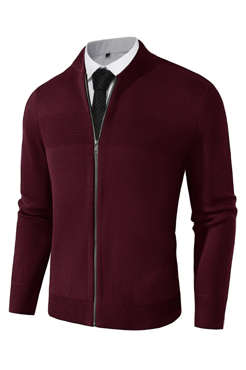 Men's Full Zip Up Sweater Casual Stand Collar Cardigan Lightweight Knit Jacket - Image 47
