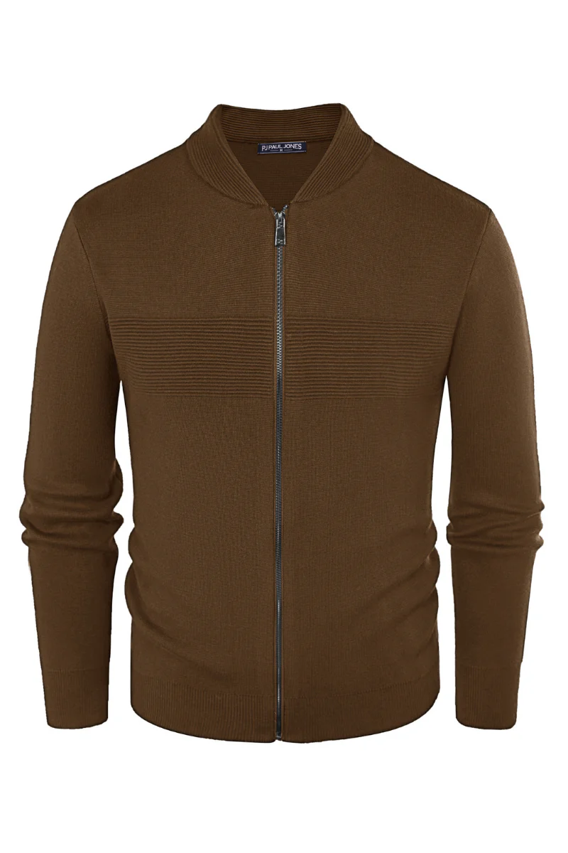 Men's Full Zip Up Sweater Casual Stand Collar Cardigan Lightweight Knit Jacket - Image 52