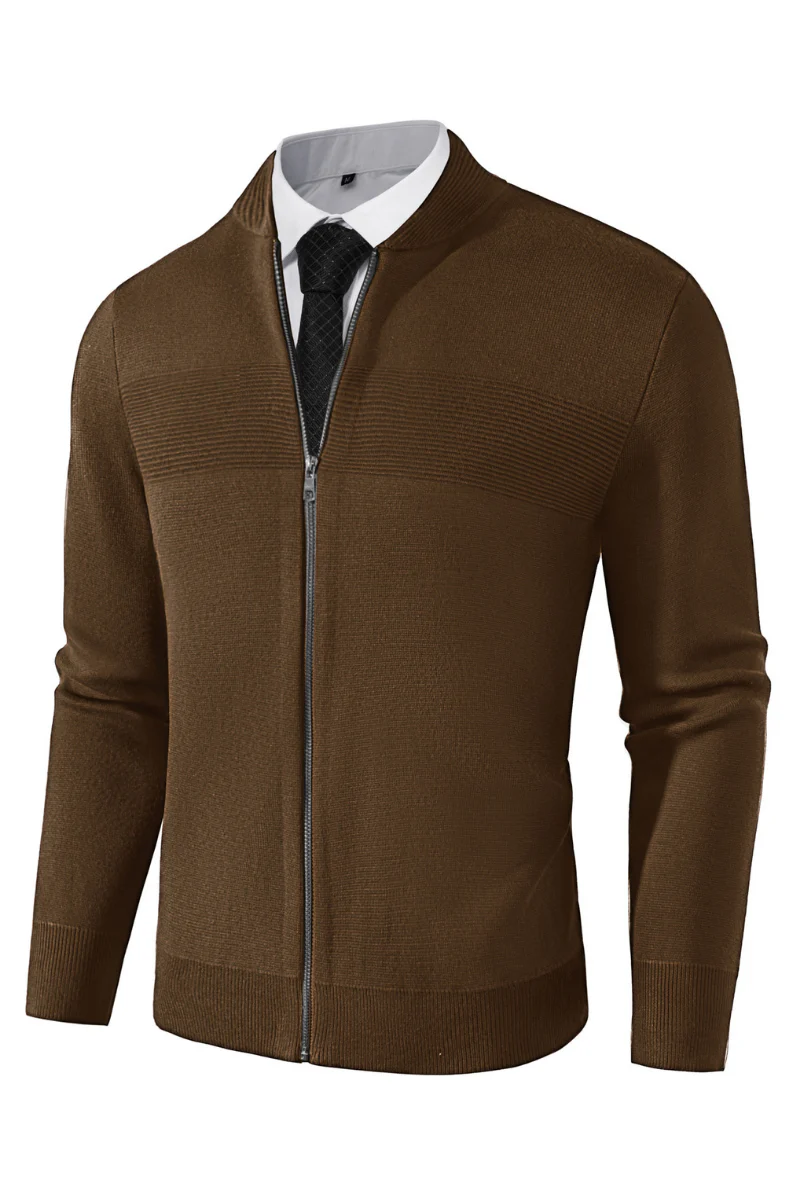 Men's Full Zip Up Sweater Casual Stand Collar Cardigan Lightweight Knit Jacket - Image 53