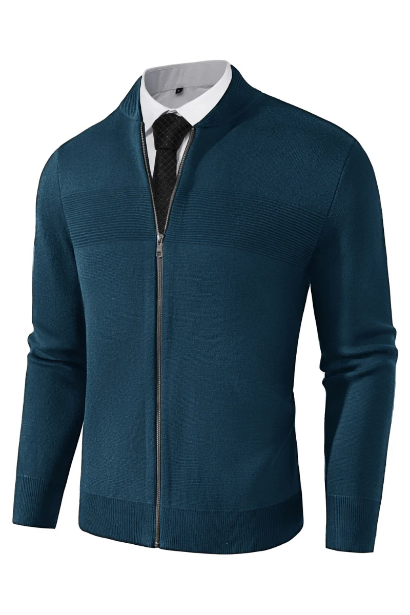Men's Full Zip Up Sweater Casual Stand Collar Cardigan Lightweight Knit Jacket - Image 60