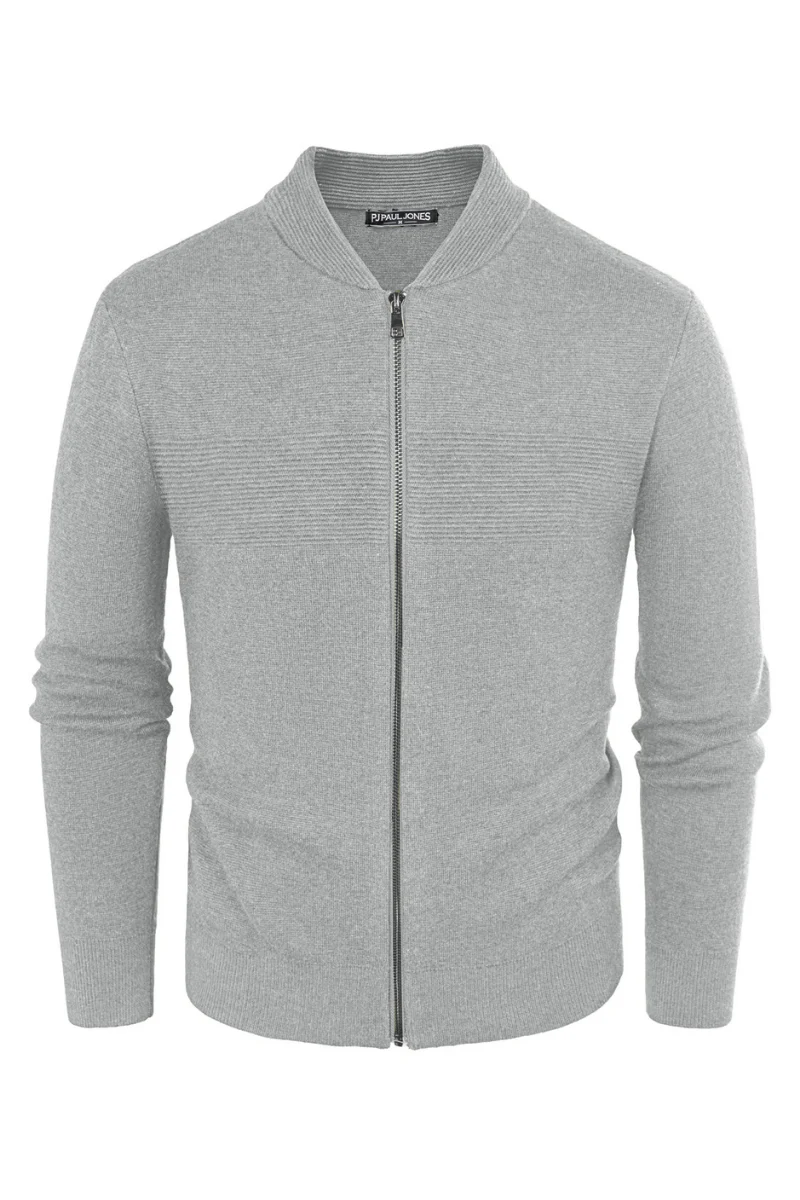 Men's Full Zip Up Sweater Casual Stand Collar Cardigan Lightweight Knit Jacket - Image 65