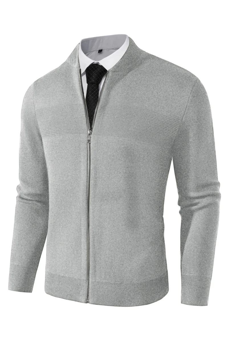 Men's Full Zip Up Sweater Casual Stand Collar Cardigan Lightweight Knit Jacket - Image 66