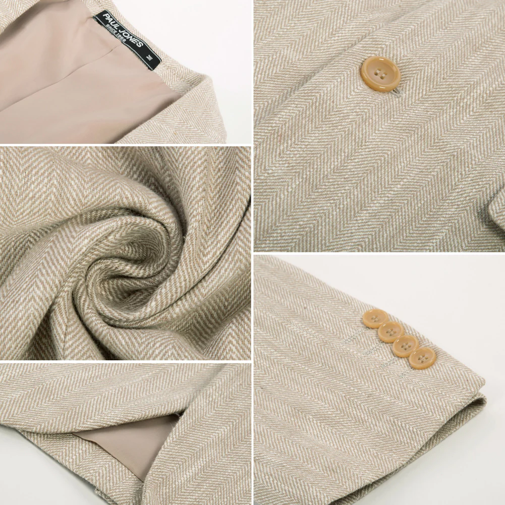 Men's Slim Fit Lightweight Linen Jacket Tailored Two Button Blazer Sport Coat - Image 17