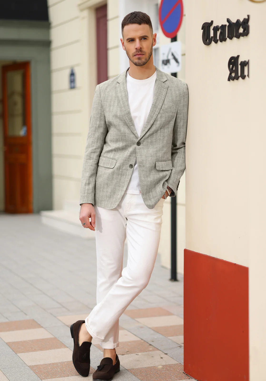 Men's Slim Fit Lightweight Linen Jacket Tailored Two Button Blazer Sport Coat - Image 7