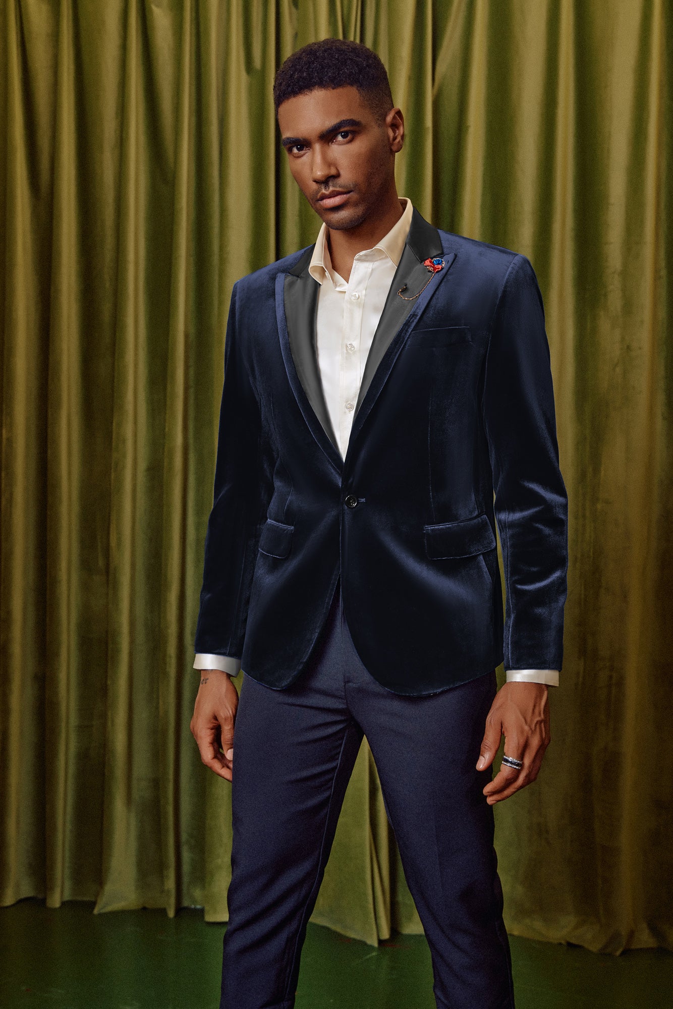 Men's Blazer Velvet One Button Sports Coat Party Wedding Suit Jacket - Image 11