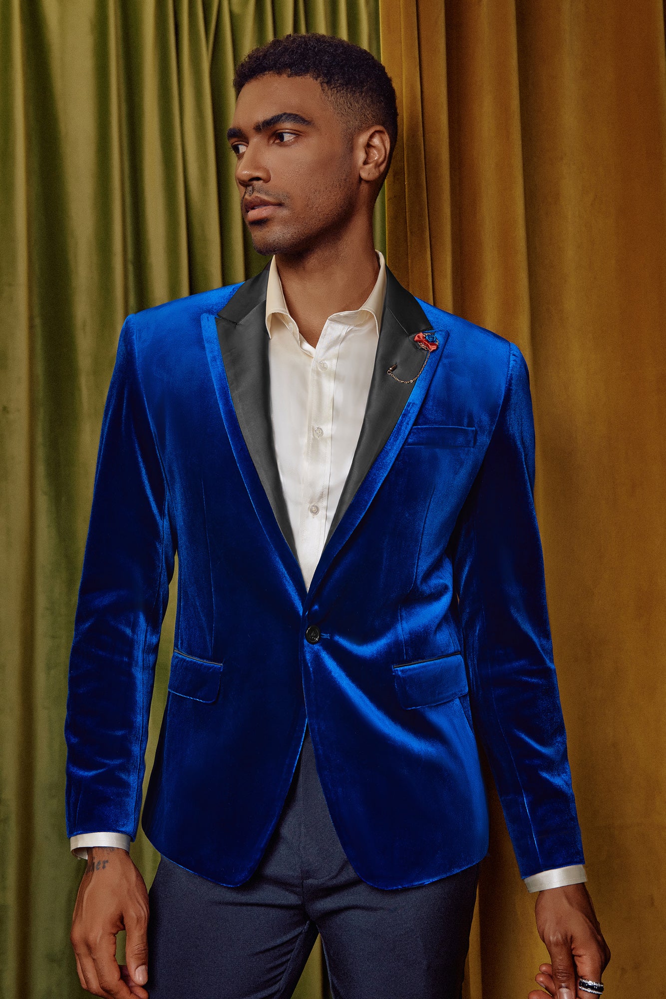 Men's Blazer Velvet One Button Sports Coat Party Wedding Suit Jacket - Image 15