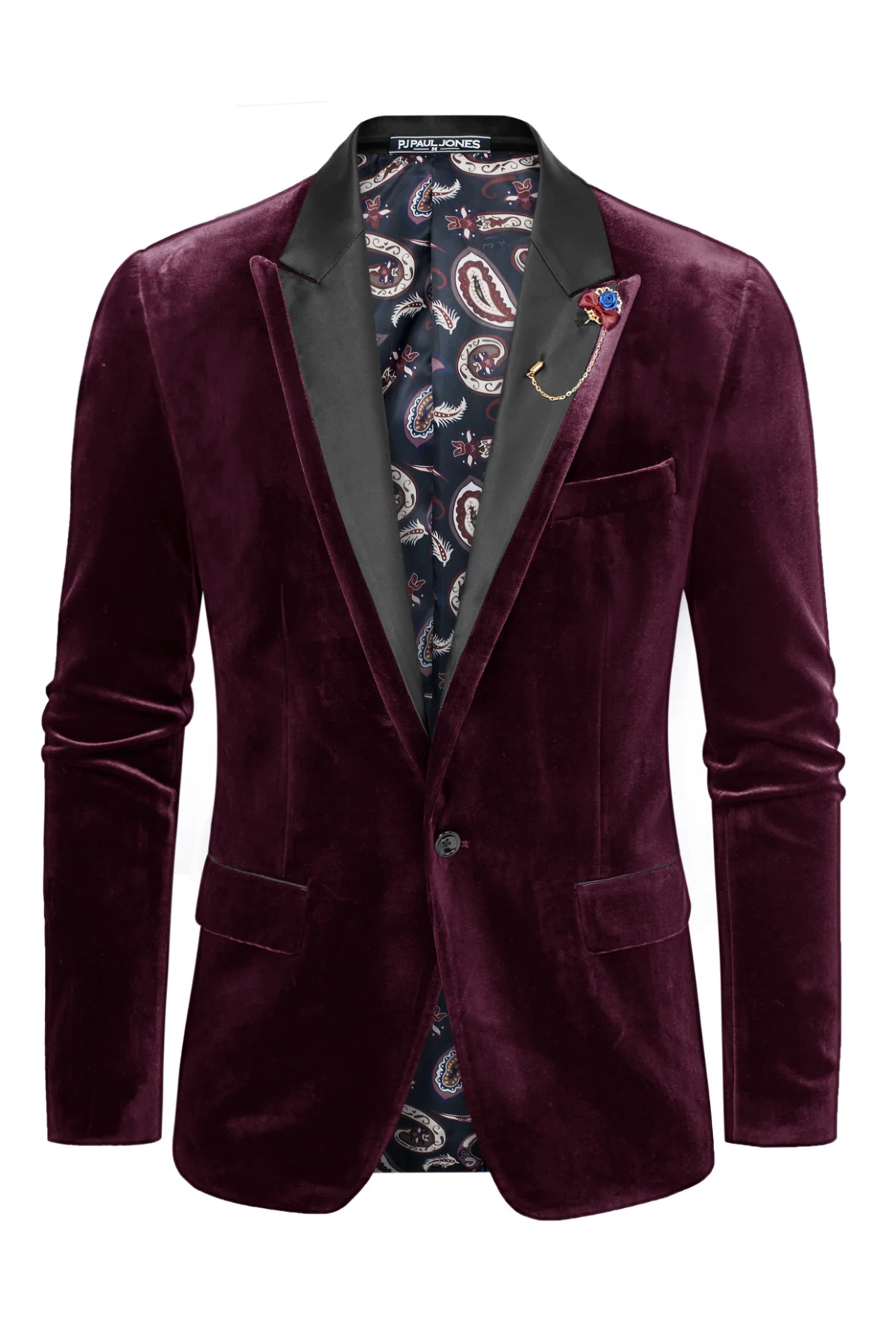 Men's Blazer Velvet One Button Sports Coat Party Wedding Suit Jacket - Image 17