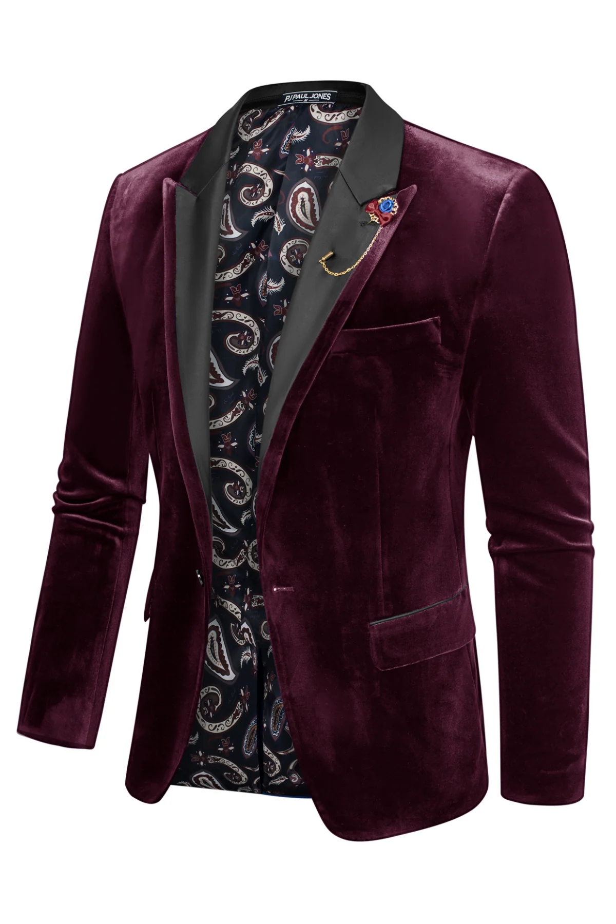 Men's Blazer Velvet One Button Sports Coat Party Wedding Suit Jacket - Image 18