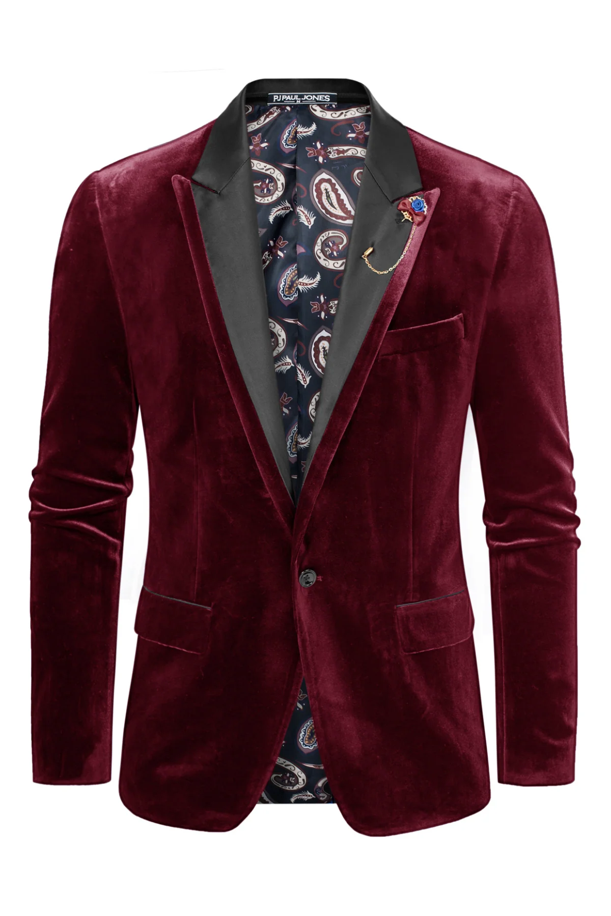 Men's Blazer Velvet One Button Sports Coat Party Wedding Suit Jacket - Image 3