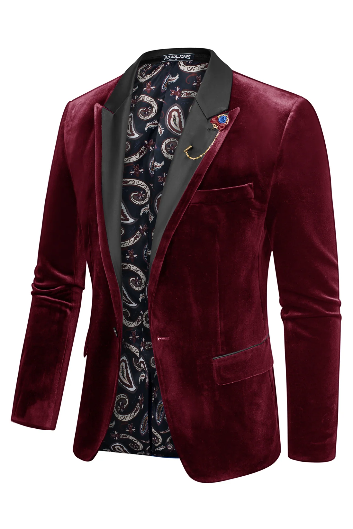 Men's Blazer Velvet One Button Sports Coat Party Wedding Suit Jacket - Image 4