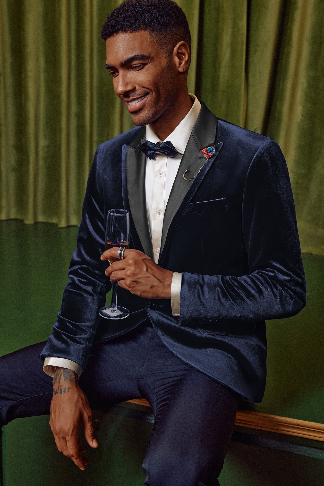Men's Blazer Velvet One Button Sports Coat Party Wedding Suit Jacket - Image 9