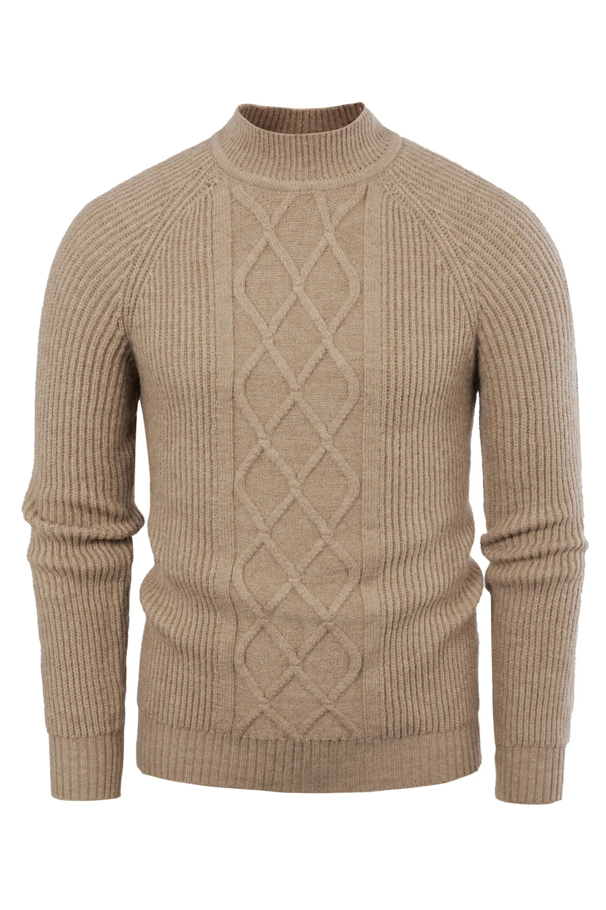 Men's Mock Neck Sweater Casual Cable Twisted Knitted Pullover Sweaters - Image 13