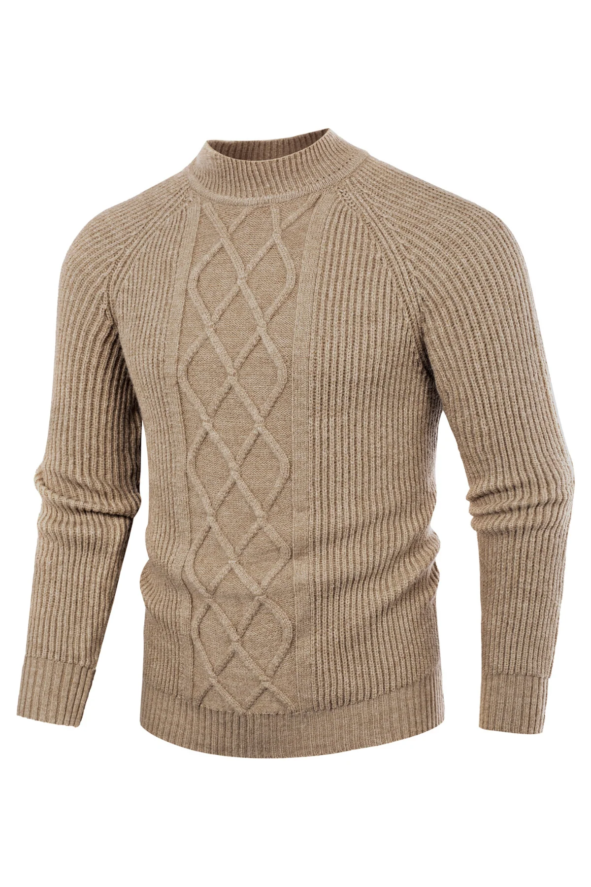 Men's Mock Neck Sweater Casual Cable Twisted Knitted Pullover Sweaters - Image 14
