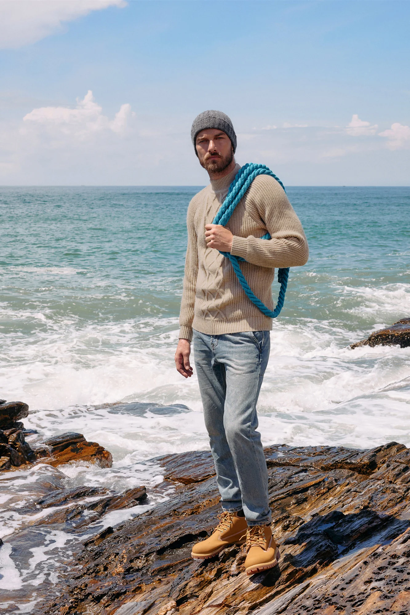 Men's Mock Neck Sweater Casual Cable Twisted Knitted Pullover Sweaters - Image 15