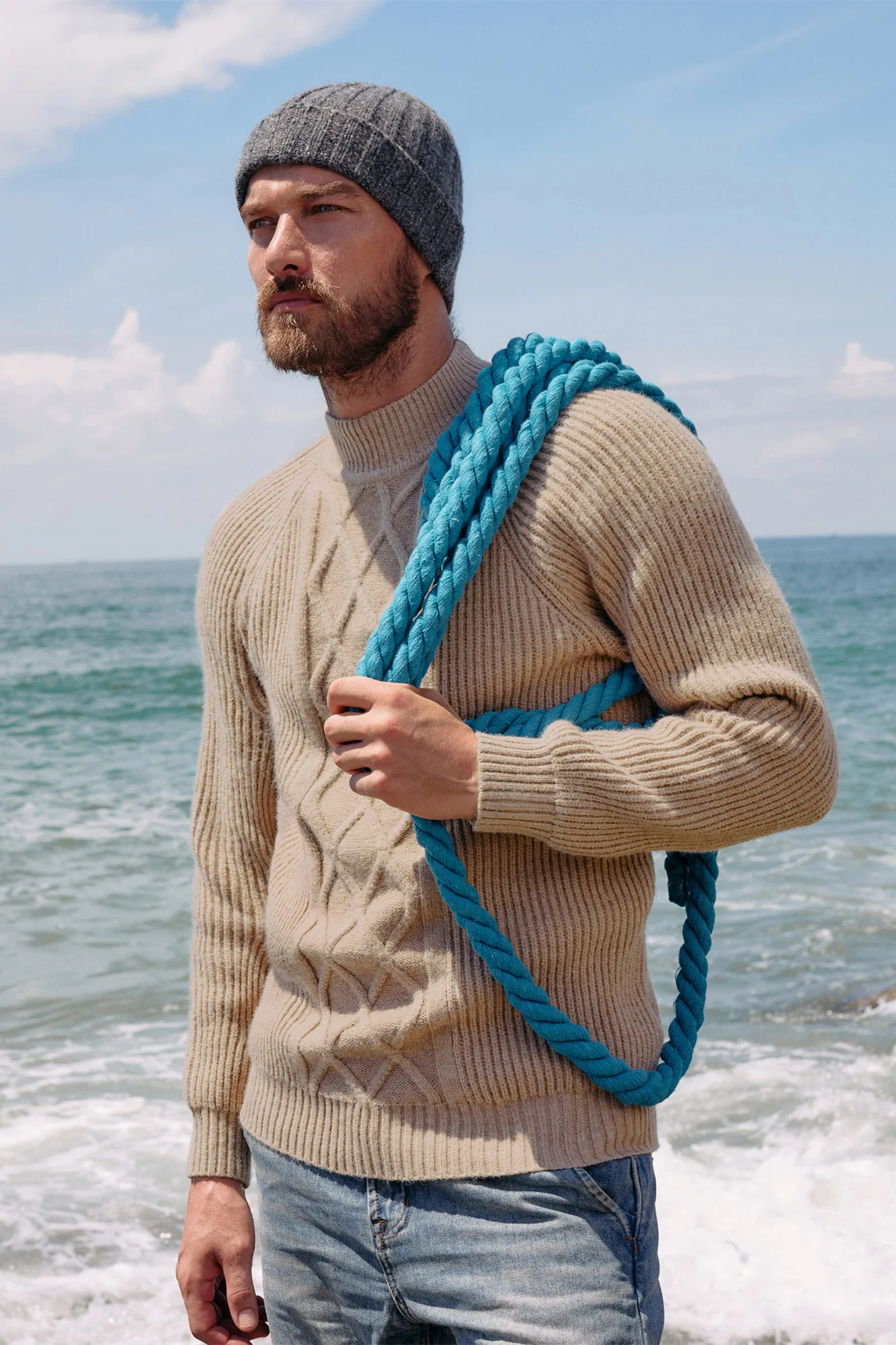 Men's Mock Neck Sweater Casual Cable Twisted Knitted Pullover Sweaters - Image 17